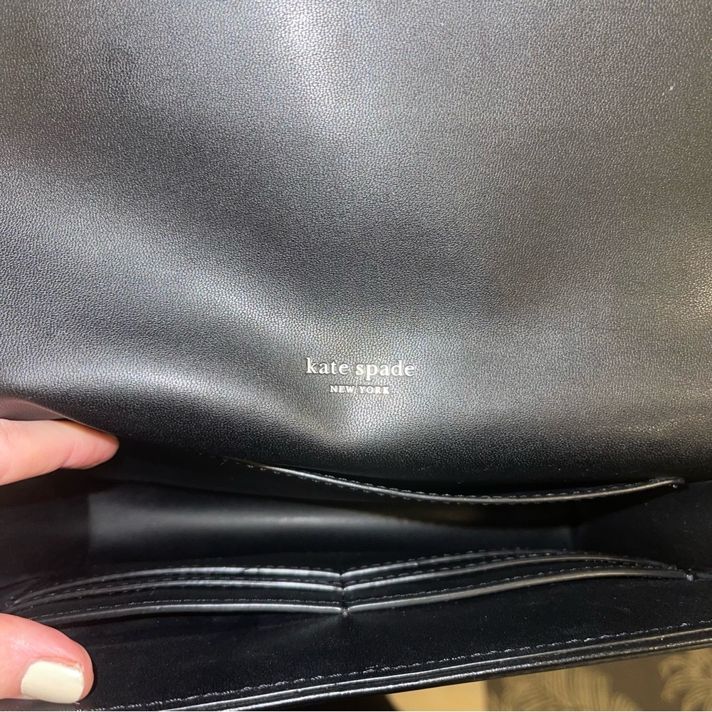 Kate Spade Neve Ocelot Medium Convertible Shoulder Crossbody Bag black gold $429 - Picture 4 of 9